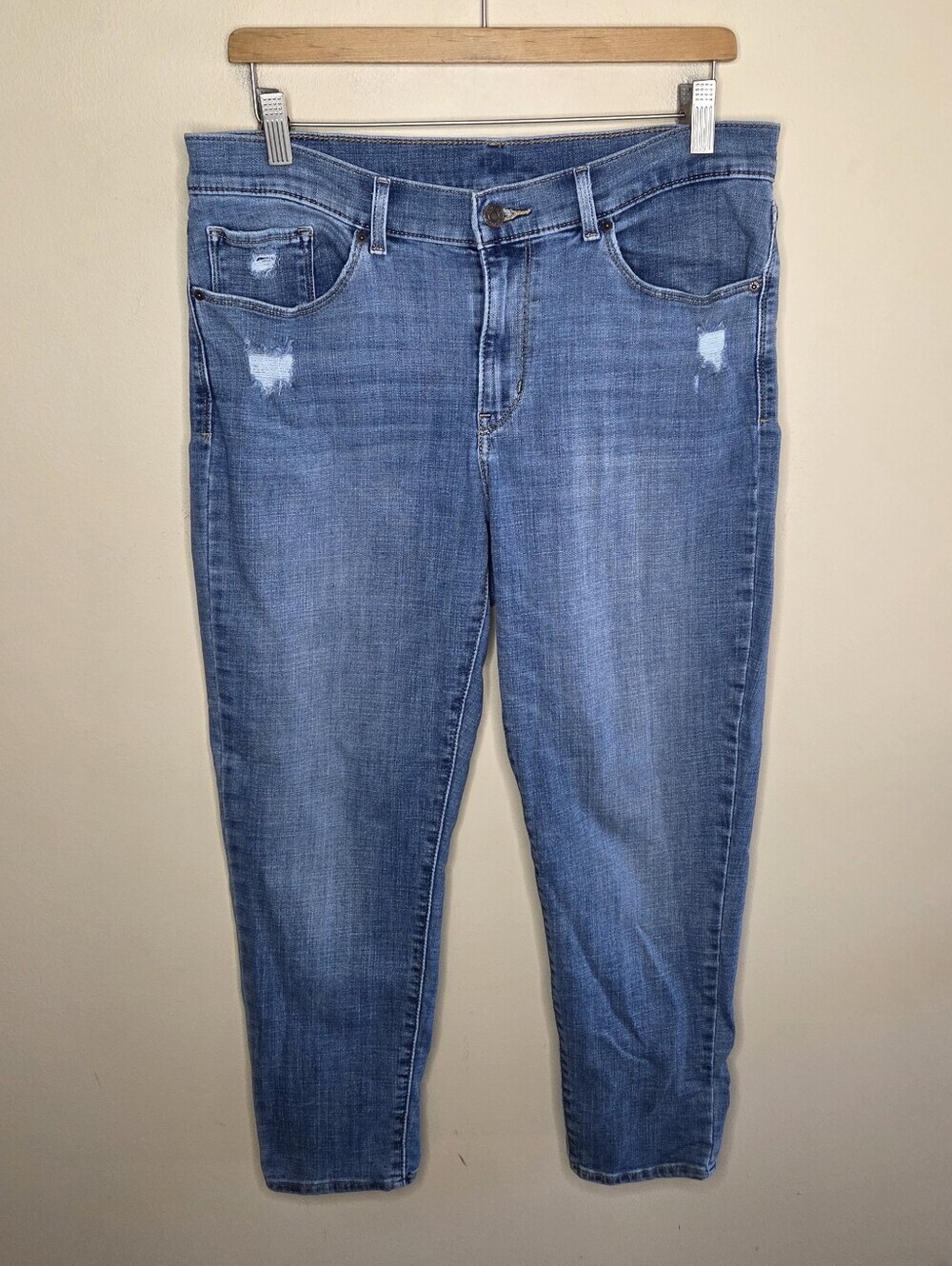 Levi's Women's Blue Denim Stretch Cropped Mid-Rise Jeans Size 10